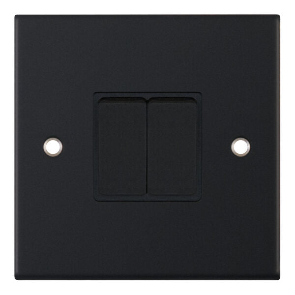 Selectric 5M 10A 2 Gang 2 Way Plate Switch Matt Black DSL11-02