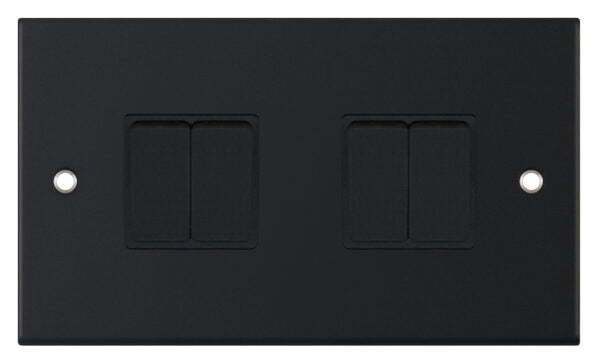 Selectric 5M 10A 4 Gang 2 Way Plate Switch Matt Black DSL11-04
