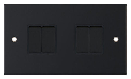 Selectric 5M 10A 4 Gang 2 Way Plate Switch Matt Black DSL11-04