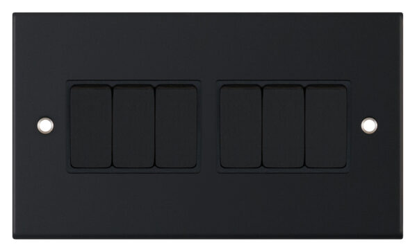 Selectric 5M 10A 6 Gang 2 Way Plate Switch Matt Black DSL11-05