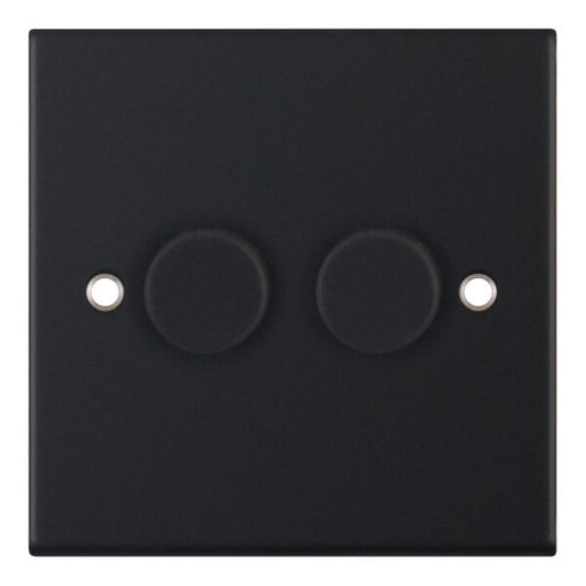 Selectric 5M 2 Gang 2 Way 5-100W LED Dimmer Switch Matt Black DSL11-65