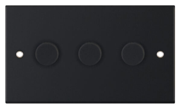 Selectric 5M 3 Gang 2 Way 5-100W LED Dimmer Switch Matt Black DSL11-66