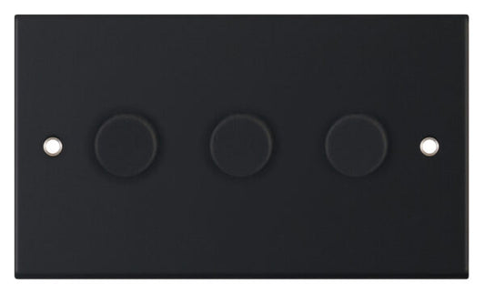 Selectric 5M 3 Gang 2 Way 5-100W LED Dimmer Switch Matt Black DSL11-66