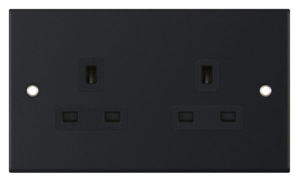 Selectric 5M 2 Gang 13A Unswitched Socket Matt Black DSL11-20