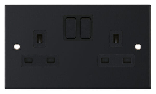 Selectric 5M 2 Gang 13A DP Switched Socket Matt Black DSL11-22