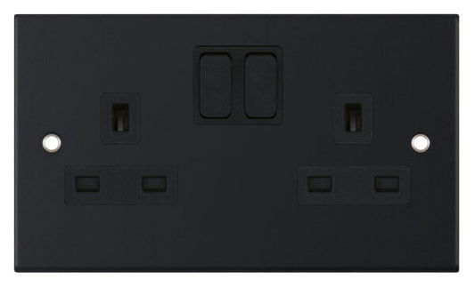 Selectric 5M 2 Gang 13A DP Switched Socket Matt Black DSL11-22