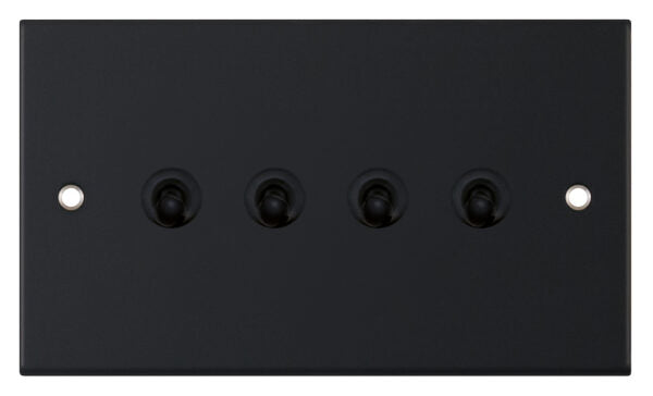 Selectric 5M 10A 4 Gang 2 Way Toggle Switch Matt Black DSL11-77