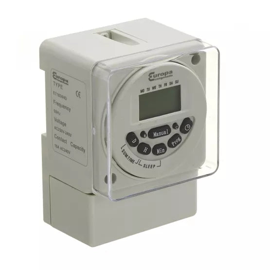 Europa 230V 16A AC 7 Day 24 Hour Digital Time Clock Din Rail or Panel Mounted ET1624HD