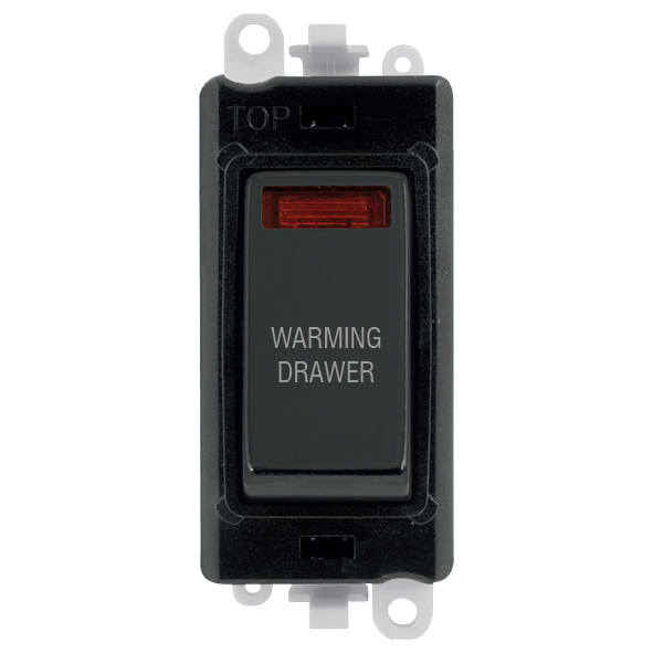 Click Gird Pro 20AX DP WARMING DRAWER Black Insert Switch Module with Neon GM2018NBKxx-WDR