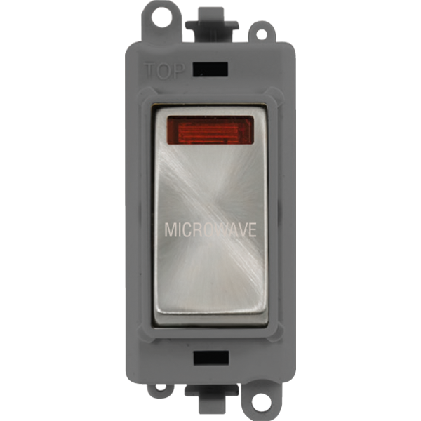 Click Gird Pro 20AX DP MICROWAVE Grey Insert Switch Module with Neon GM2018NGYxx-MW