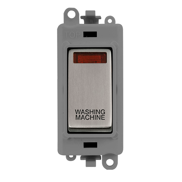 Click Gird Pro 20AX DP WASHING MACHINE Grey Insert Switch Module with Neon GM2018NGYxx-WM