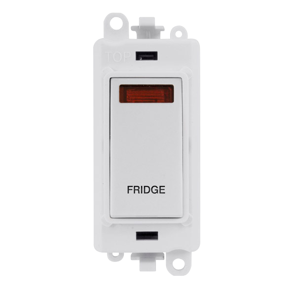 Click Gird Pro 20AX DP FRIDGE White Insert Switch Module with Neon GM2018NPWxx-FD