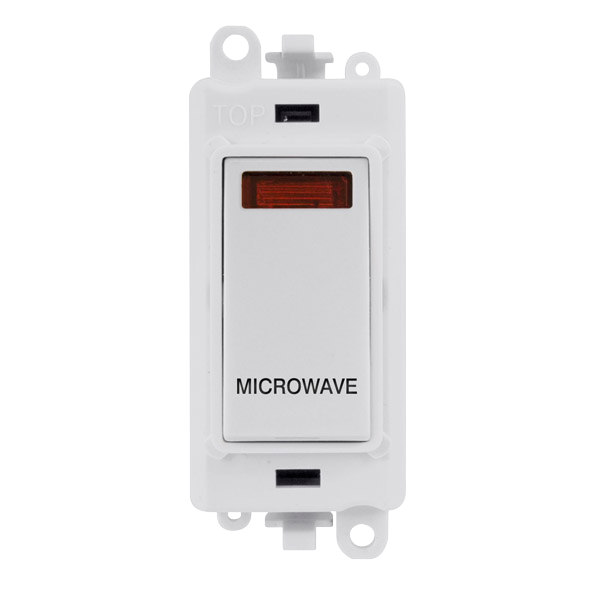 Click Gird Pro 20AX DP MICROWAVE White Insert Switch Module with Neon GM2018NPWxx-MW