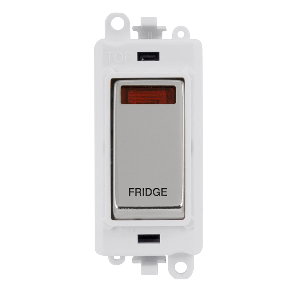 Click Gird Pro 20AX DP FRIDGE White Insert Switch Module with Neon GM2018NPWxx-FD