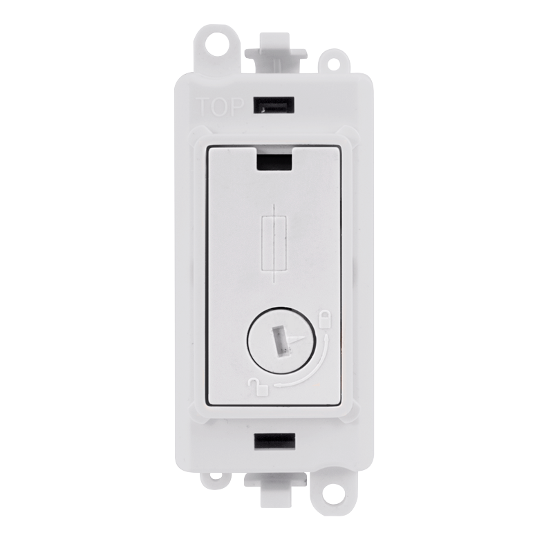 Click Gird Pro 13A Fused Lockable White Insert Module GM2047-LPWxx