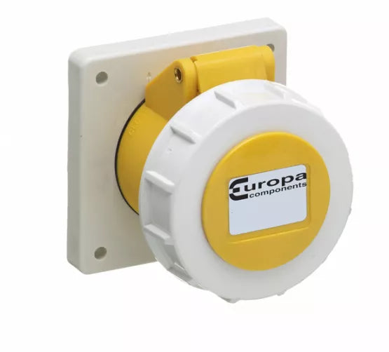 Europa IP67 110V 16A 2P+E Yellow Panel Socket IPSW163F