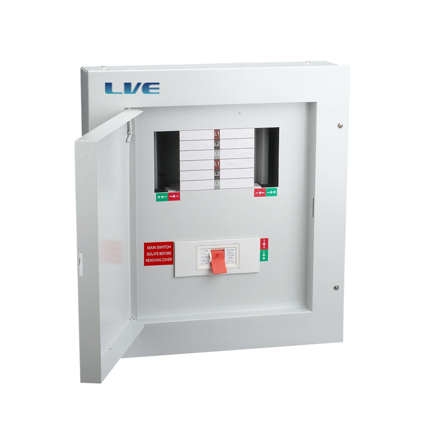 Live Electrical 36 Way (12 TP Way) with 3 Pole 250A Main Switch Incomer TP&N Distribution Board TPN12-250