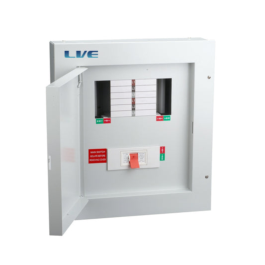 Live Electrical 30 Way (10 TP Way) with 3 Pole 250A Main Switch Incomer TP&N Distribution Board TPN10-250