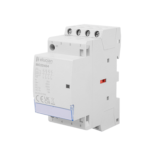 Click Elucian 4 Pole 2 Module 25A Contactor 4 x Normally Closed Contacts MC25404