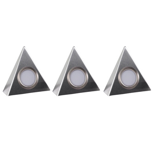 ELD 3 Light Triangle Under Cabinet Kit Brushed Steel LED 4000K with Driver MD-TR3-NW