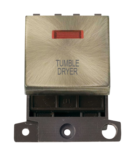 Click MiniGrid 20A DP TUMBLE DRYER Switch Module with Neon (Twin Width) MD023xx-TD
