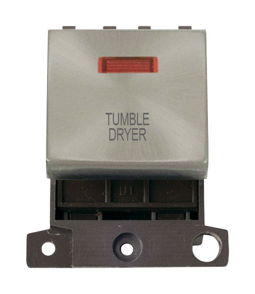 Click MiniGrid 20A DP TUMBLE DRYER Switch Module with Neon (Twin Width) MD023xx-TD