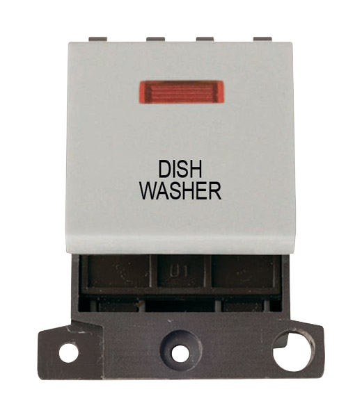 Click MiniGrid 20A DP DISHWASHER Switch Module with Neon (Twin Width) MD023xx-DW