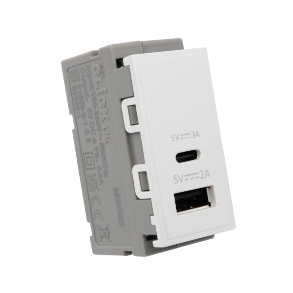 Click New Media 2A Type A & 3A Type C USB Dual Charging Module MM586xx