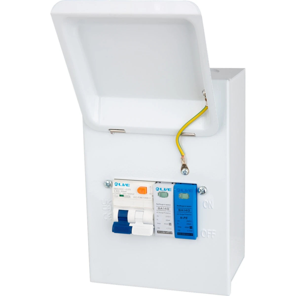 Live Electrical 4 Way Metal 32A DP B Curve RCBO & 1P+N Surge Protection Device SPD EV Charging Unit MMGU32B-SP