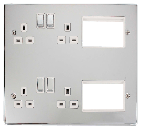 Click Deco 2 x 2 Gang 13A DP Socket & 6 x Aperture New Media Plate MP606xxxx
