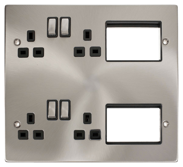 Click Deco 2 x 2 Gang 13A DP Socket & 6 x Aperture New Media Plate MP606xxxx