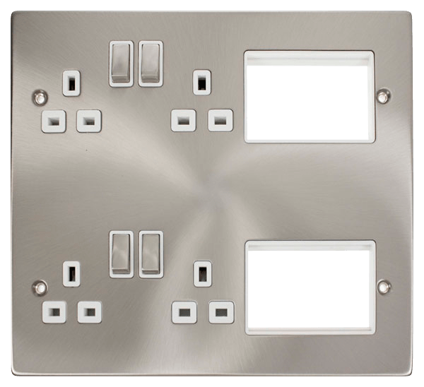 Click Deco 2 x 2 Gang 13A DP Socket & 6 x Aperture New Media Plate MP606xxxx