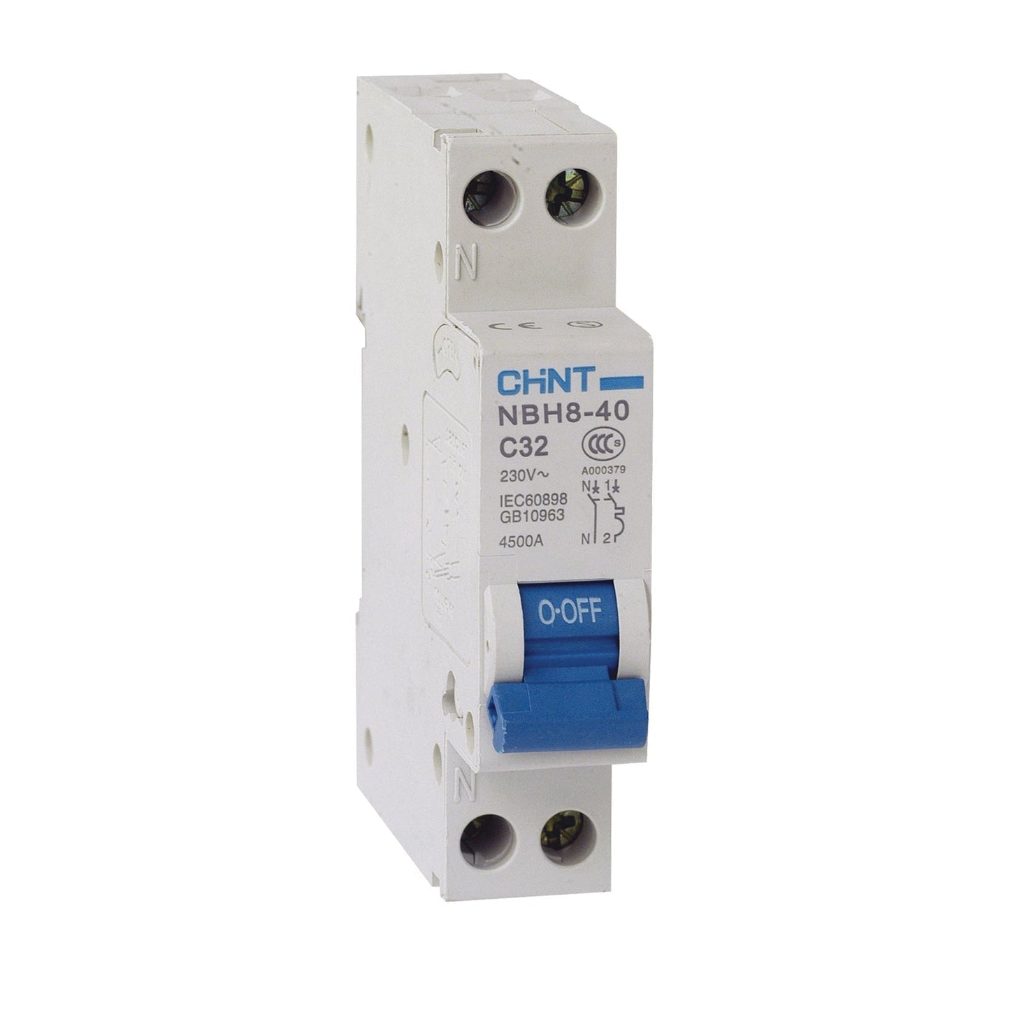 Chint NBH8-40 Series 6A 1P+N C Curve MCB NBH8-40-C06