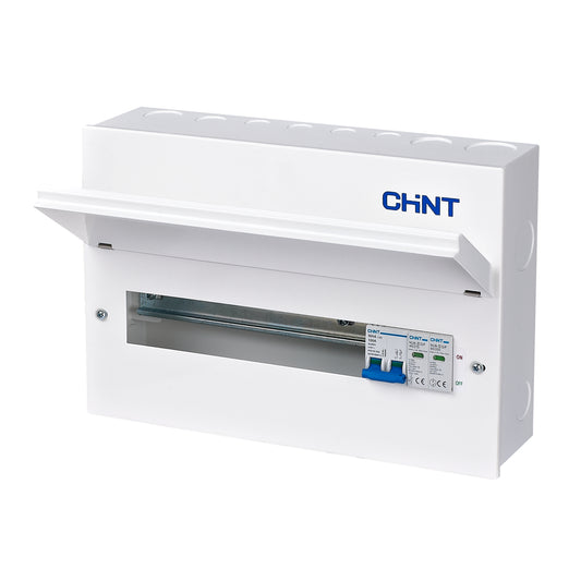 Chint 16 Way (12 Free) Metal Consumer Unit with Type 2 SPD & 100A Mains Switch NX3-16MS-SPD