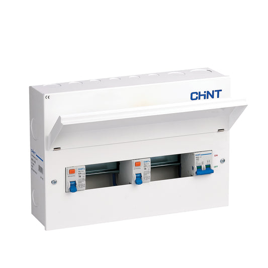 Chint 16 Way (10 Free) 5+5 Dual 63A RCD Metal Consumer Unit with 100A Mains Switch NX3-16S