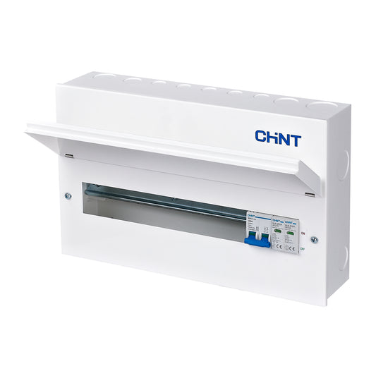 Chint 18 Way (14 Free) Metal Consumer Unit with Type 2 SPD & 100A Mains Switch NX3-18MS-SPD