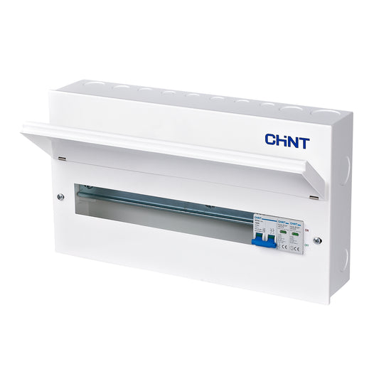Chint 20 Way (16 Free) Metal Consumer Unit with Type 2 SPD & 100A Mains Switch NX3-20MS-SPD