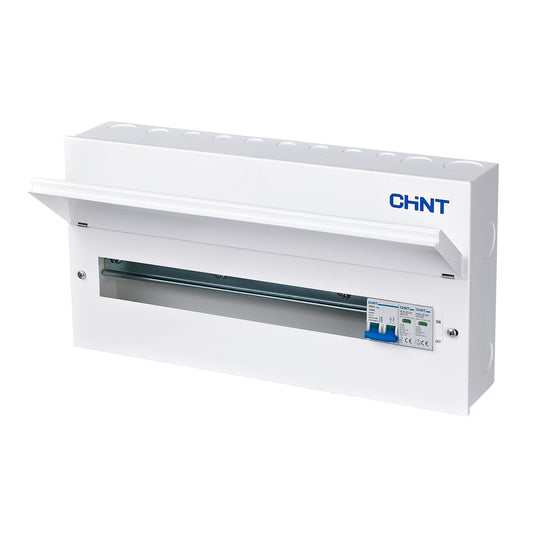 Chint 22 Way (18 Free) Metal Consumer Unit with Type 2 SPD & 100A Mains Switch NX3-22MS-SPD
