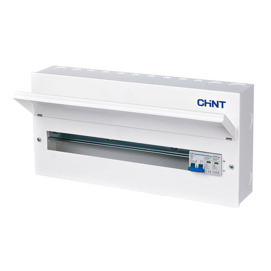 Chint 24 Way (20 Free) Metal Consumer Unit with Type 2 SPD & 100A Mains Switch NX3-24MS-SPD