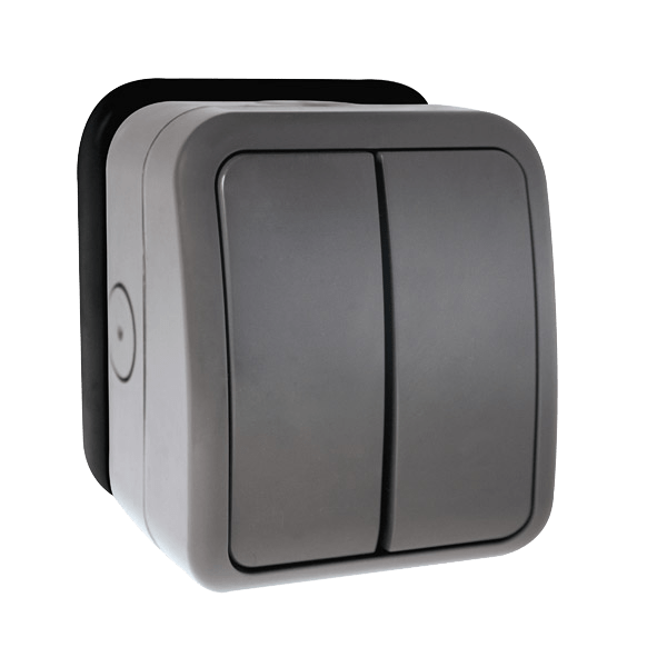 Click Essentials Aquip66 IP66 2 Gang MiniGrid Weatherproof Unfurnished Switch Unit OA402AGU