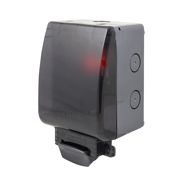 Click Essentials Aquip66 IP66 1 Gang 13A DP Weatherproof Switched Socket with Neon & Semi Transparent Lid OA835T