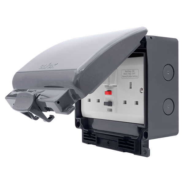 Click Essentials Aquip66 IP66 2 Gang 13A Weatherproof Type A RCD Switched Socket OARCDP036