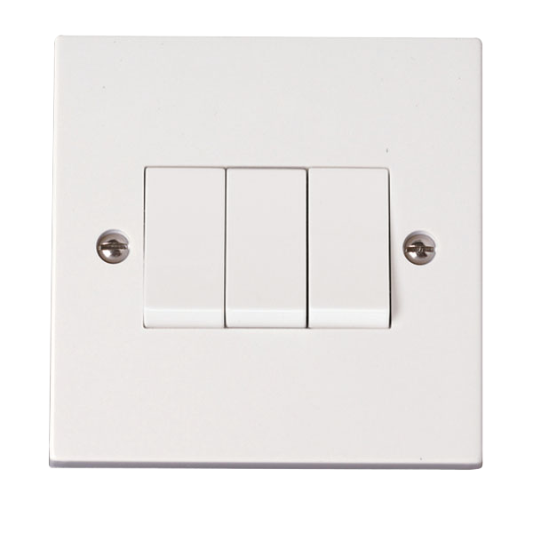 Click Polar 10AX 3 Gang 2 Way Plate Switch PRW013