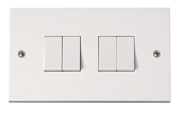 Click Polar 10AX 4 Gang 2 Way Plate Switch PRW019