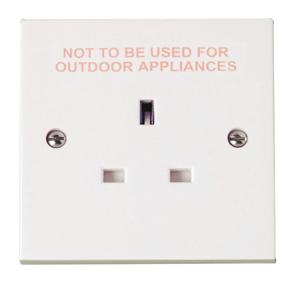 Click Polar 1 Gang 13A Unswitched Socket Printed 'Not To Be Used For Outdoor Appliances' PRW030EX