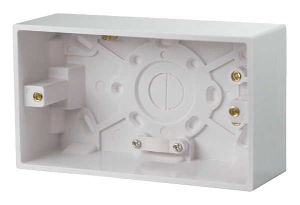Click Polar 2 Gang 47mm Pattress Back Box with Cable Restraint & Earth Terminal PRW086