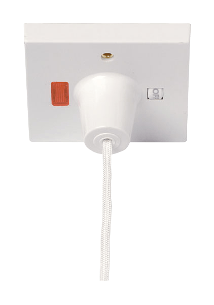Click Essentials 50A DP Ceiling Pull Cord Switch with Neon PRW211