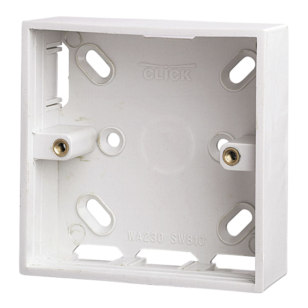 Click Polar 1 Gang 29mm Trunking Knock Out PVC Back Box PRW230