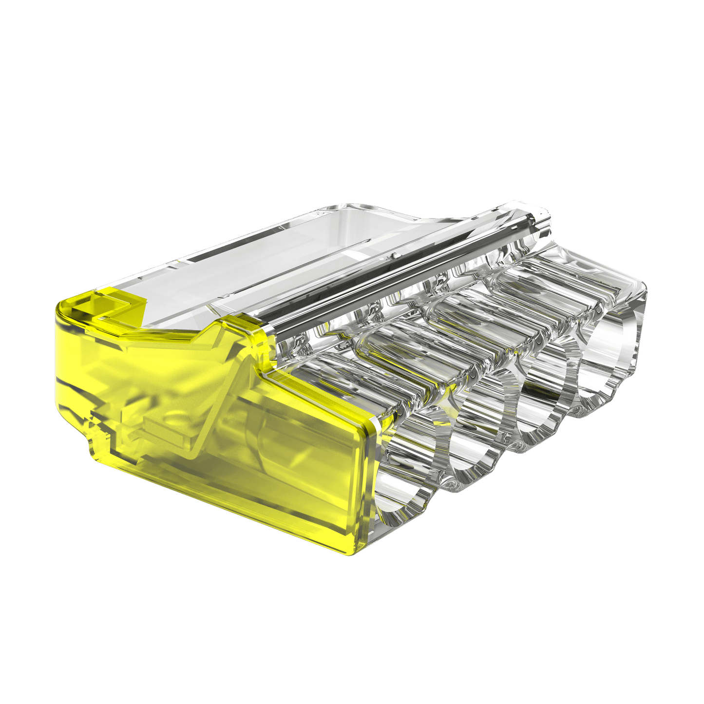 Unicrimp Q-Nect 32A 450V 4 Port Yellow Transparent Push In Wire Connector 100 Pack QP4242Y2