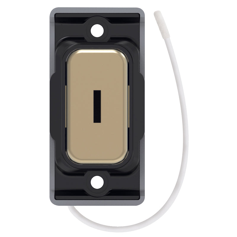 Selectric GRID360 Kinetic Push On/Off Emergency Key Switch Satin Brass with Black Insert SGRID360-509